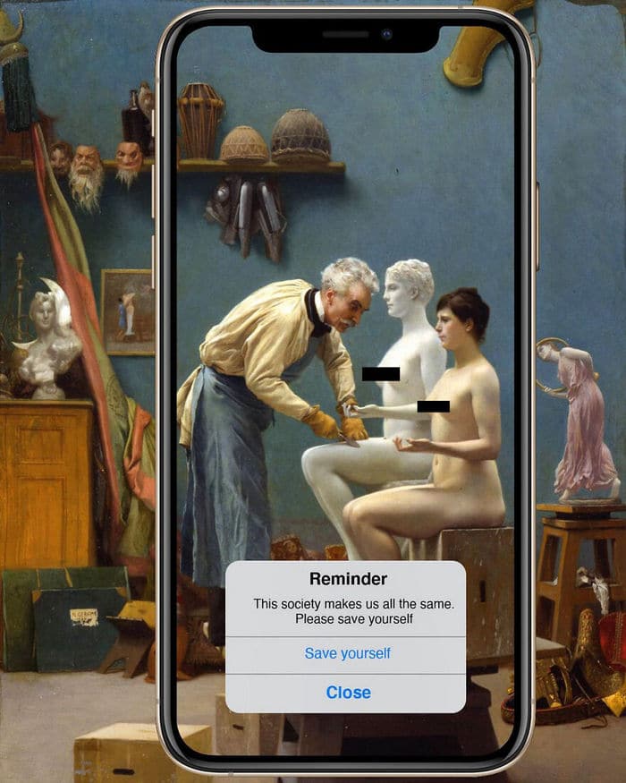 Artista digital reimagina pinturas famosas no contexto atual da tecnologia e mídia social 2
