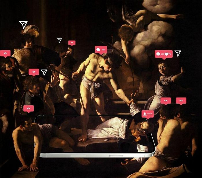 Artista digital reimagina pinturas famosas no contexto atual da tecnologia e mídia social 24