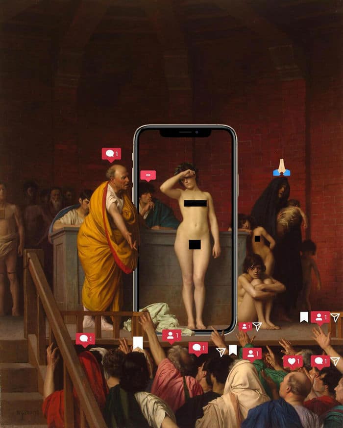 Artista digital reimagina pinturas famosas no contexto atual da tecnologia e mídia social 45