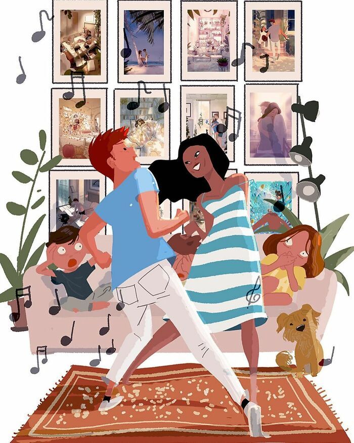 Marido retrata a vida cotidiana com sua esposa e filhos em 54 novas ilustrações comoventes 53