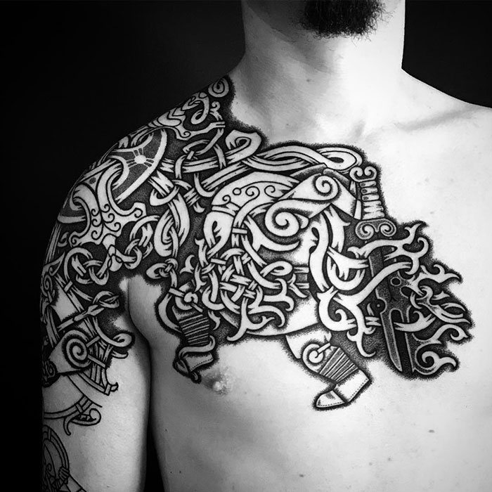 52 melhores tatuagem Viking e Nórdica para você se inspirar 28