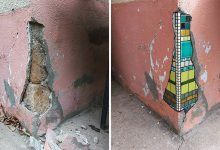 Artista conserta calçadas, buracos e edifícios rachados usando mosaicos vibrantes (30 fotos) 34