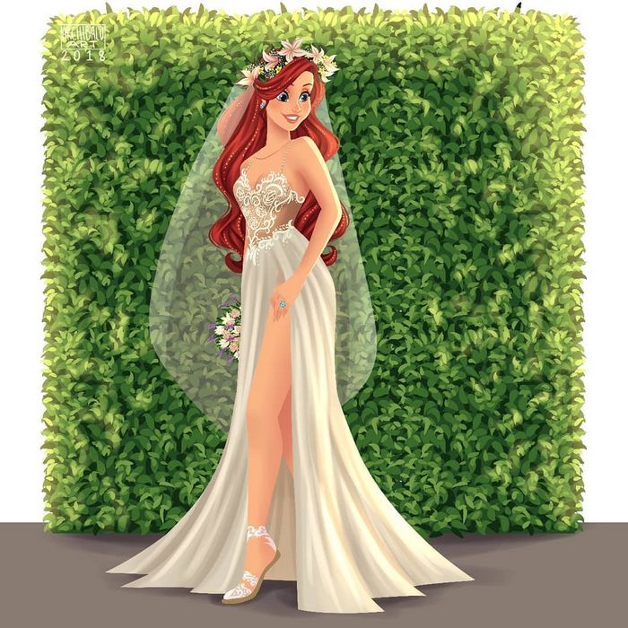 Artista cria vestidos de noiva modernos para princesas da Disney 3