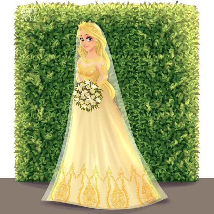 Artista cria vestidos de noiva modernos para princesas da Disney 10