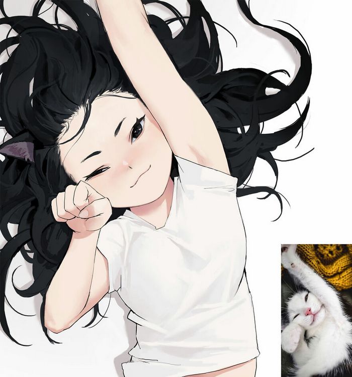 Artista japonês transforma 6 gatos em adoráveis ​​garotas de anime 2