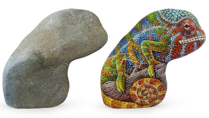 Artista transforma pedras em pinturas incríveis de animais (30 fotos) 27