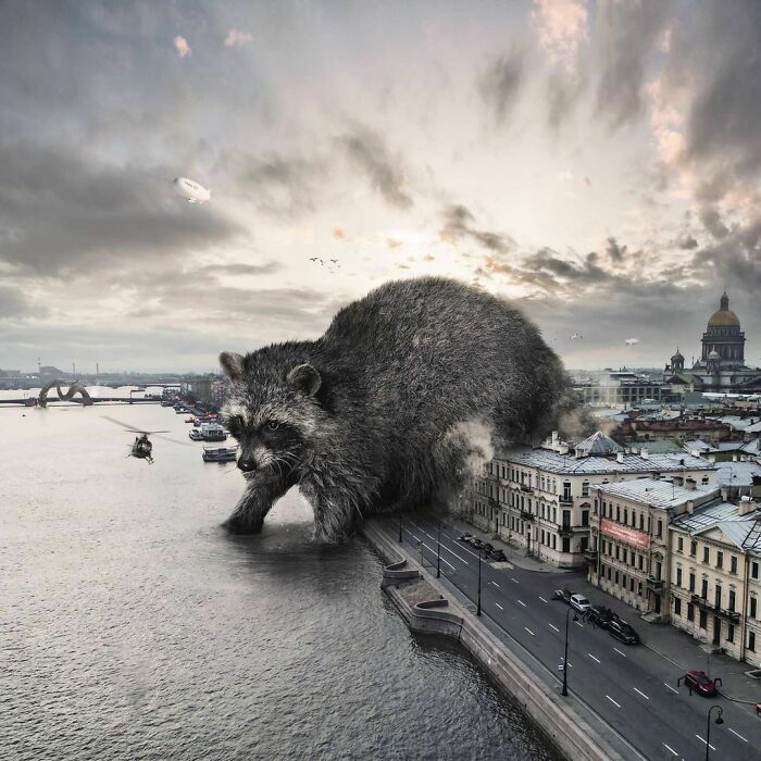 30 montagem de fotos inesperadas com animais gigantes por Vadim Solovyev 28