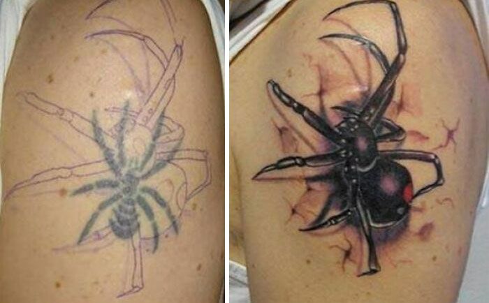 38 pessoas que cobriram suas tatuagens de forma para lá de criativas 36