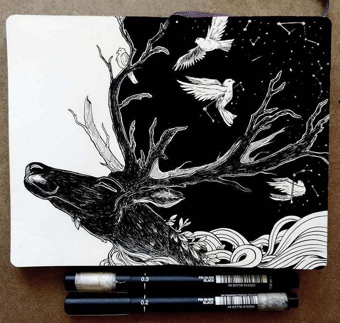 Ilustrador combina animais, pessoas e o céu noturno para criar arte mágica (26 fotos) 6