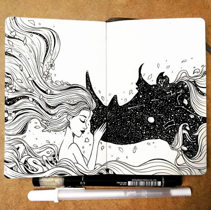 Ilustrador combina animais, pessoas e o céu noturno para criar arte mágica (26 fotos) 24