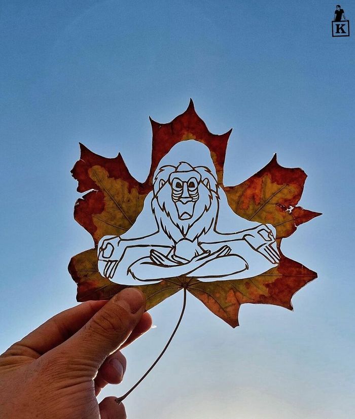 Eu crio desenhos cortando folhas caídas (42 fotos) 10