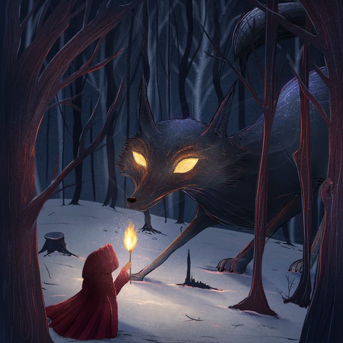 35 ilustrações de lindos monstros e espíritos brilhantes da floresta 23
