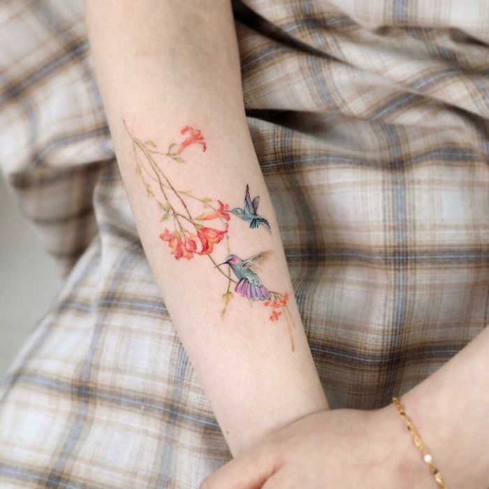 Artista coreana cria belas tatuagens que parecem pinturas em aquarela (42 fotos) 29