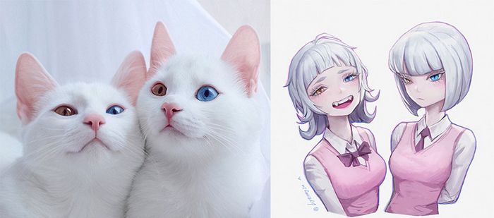 Artista coreano transforma animais em personagens de anime, mantendo suas características (17 fotos) 3