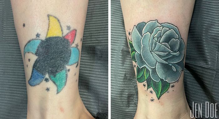 24 correção de tatuagem que transformaram desenho sem graça em algo verdadeiramente original 9