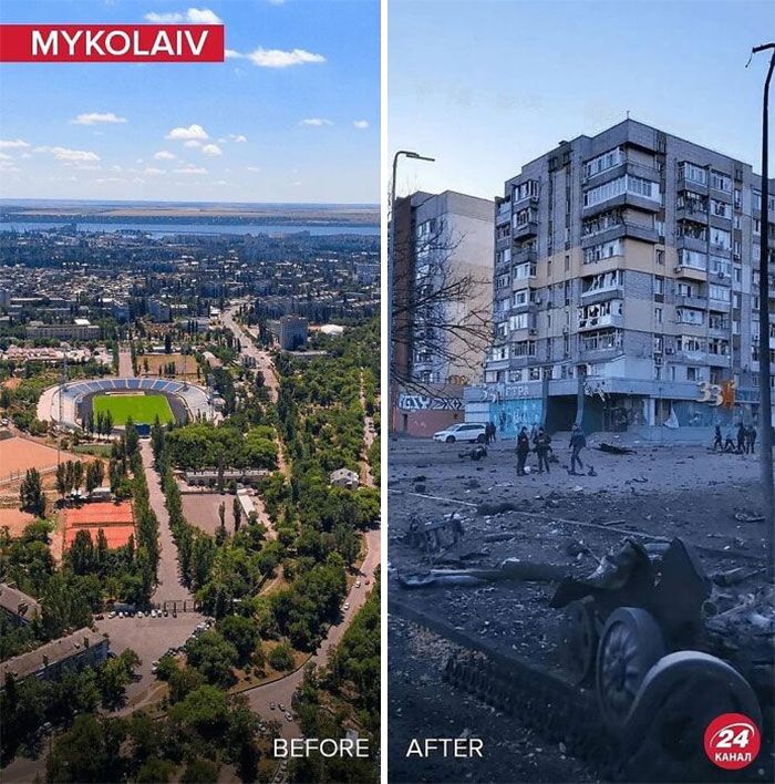 Antes e depois: 20 fotos devastadoras da Ucrânia que mostram a rapidez com que a guerra destrói tudo 4