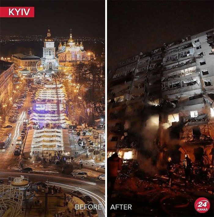 Antes e depois: 20 fotos devastadoras da Ucrânia que mostram a rapidez com que a guerra destrói tudo 6