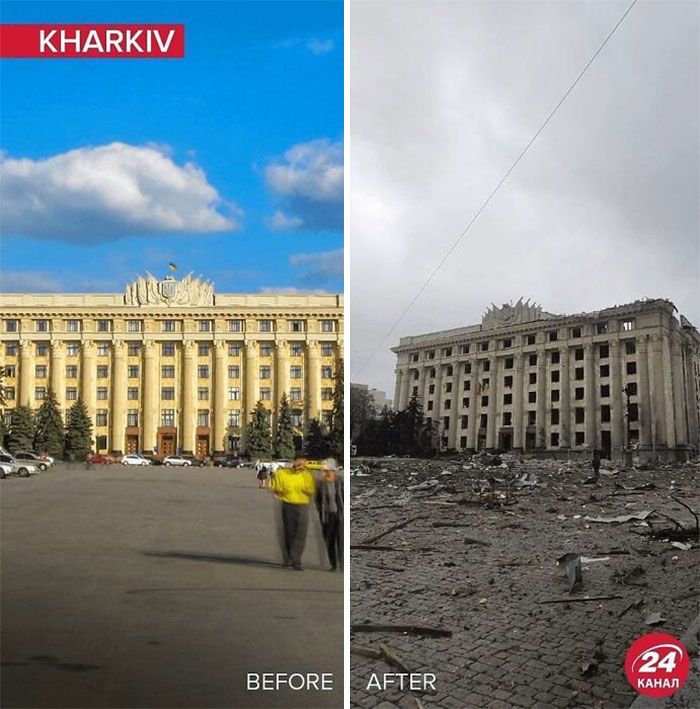 Antes e depois: 20 fotos devastadoras da Ucrânia que mostram a rapidez com que a guerra destrói tudo 8
