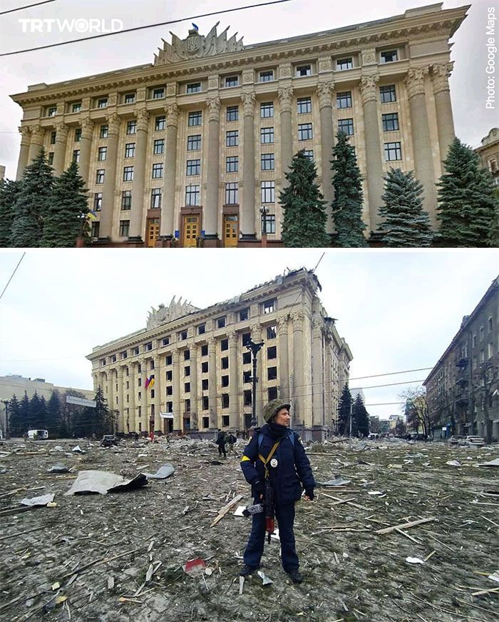 Antes e depois: 20 fotos devastadoras da Ucrânia que mostram a rapidez com que a guerra destrói tudo 14
