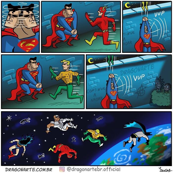Artista mostra o que super-heróis e outros personagens famosos estão fazendo quando ninguém está olhando (34 quadrinhos) 31