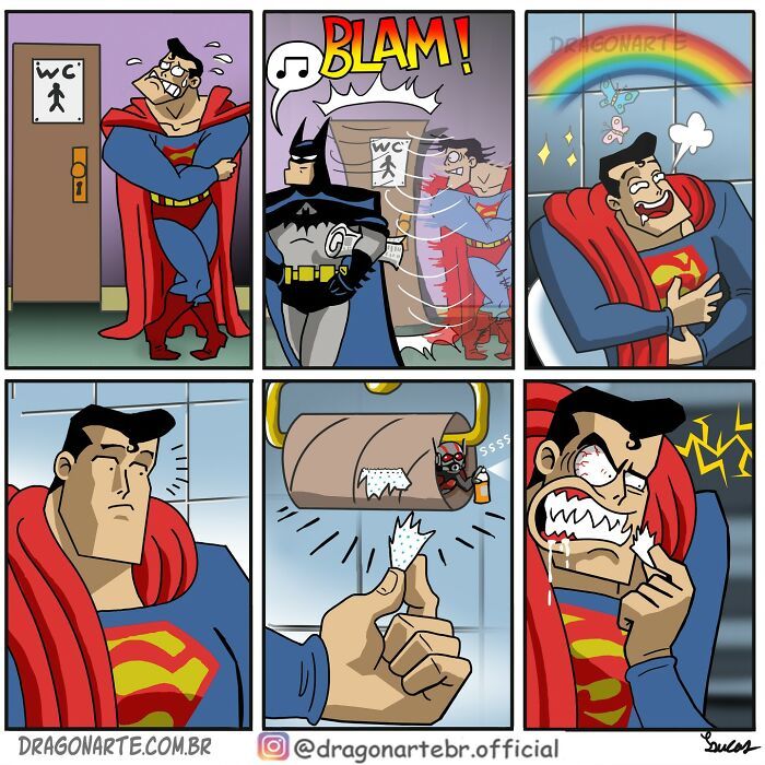Artista mostra o que super-heróis e outros personagens famosos estão fazendo quando ninguém está olhando (34 quadrinhos) 24