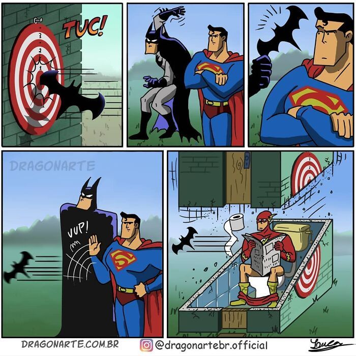 Artista mostra o que super-heróis e outros personagens famosos estão fazendo quando ninguém está olhando (34 quadrinhos) 18