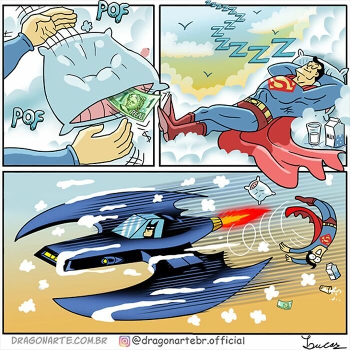 Artista mostra o que super-heróis e outros personagens famosos estão fazendo quando ninguém está olhando (34 quadrinhos) 10