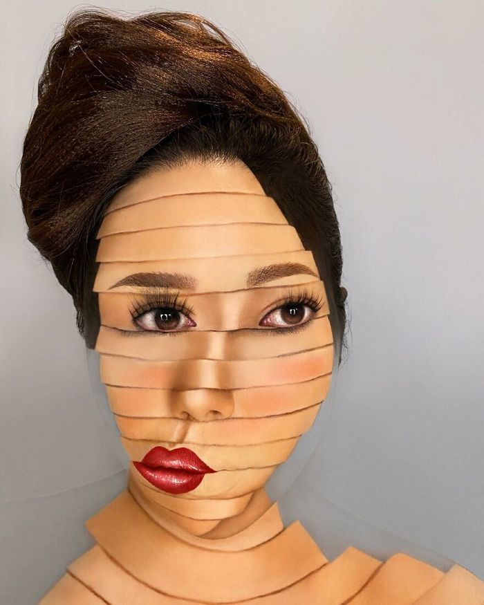 Maquiagem extraordinária: 42 looks de ilusão de ótica deste artista 16