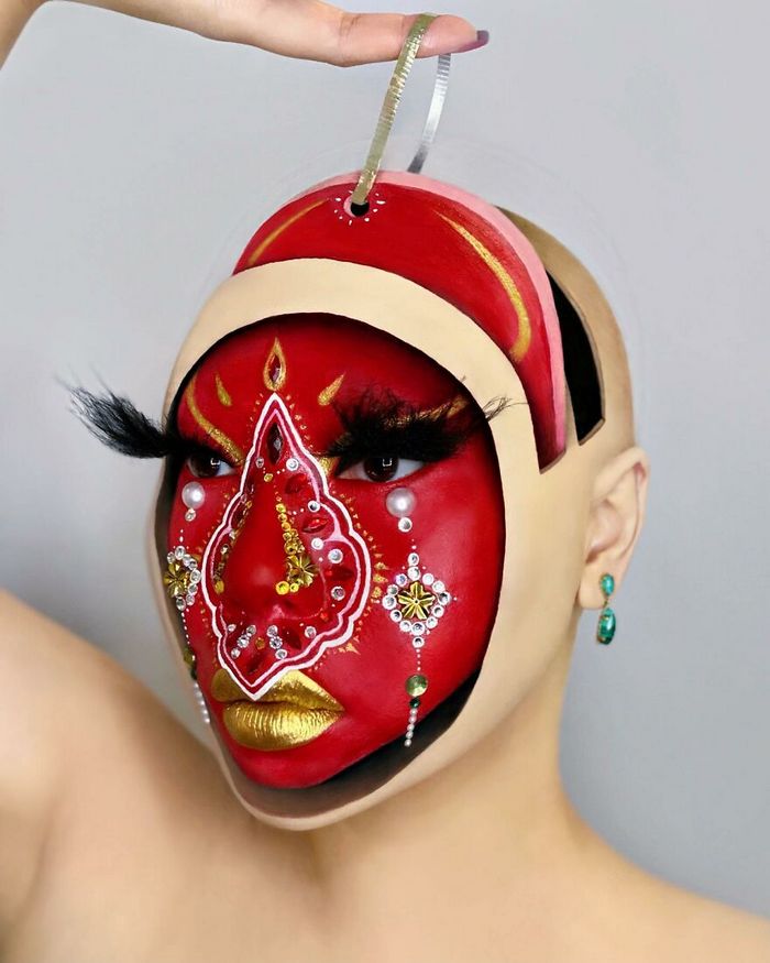 Maquiagem extraordinária: 42 looks de ilusão de ótica deste artista 18