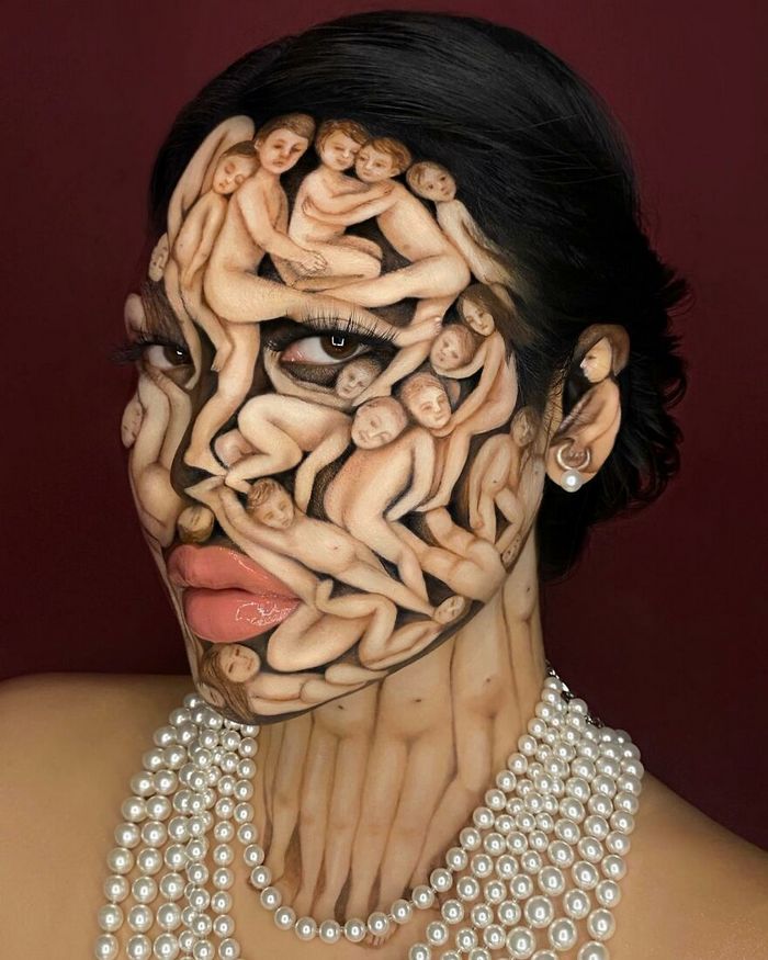 Maquiagem extraordinária: 42 looks de ilusão de ótica deste artista 26