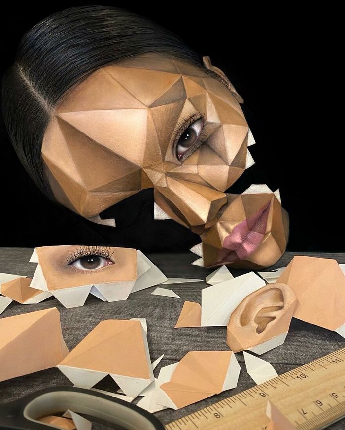 Maquiagem extraordinária: 42 looks de ilusão de ótica deste artista 27