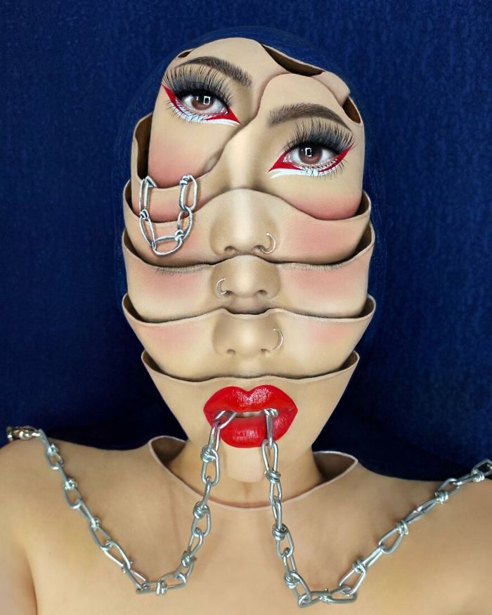 Maquiagem extraordinária: 42 looks de ilusão de ótica deste artista 28