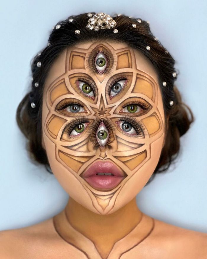 Maquiagem extraordinária: 42 looks de ilusão de ótica deste artista 30