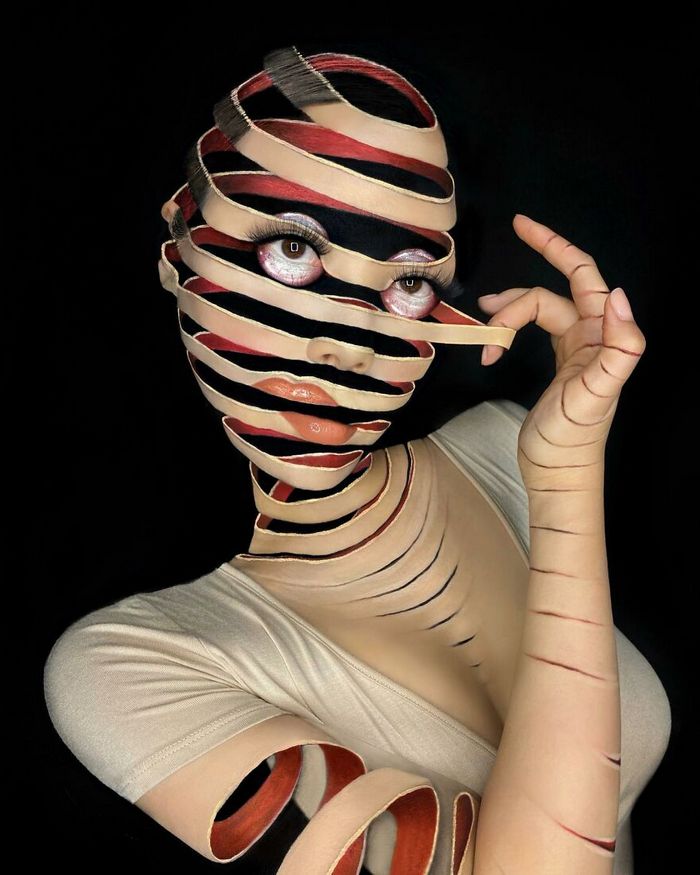 Maquiagem extraordinária: 42 looks de ilusão de ótica deste artista 33