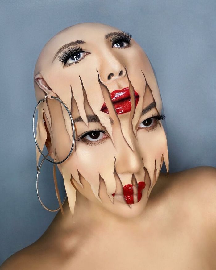 Maquiagem extraordinária: 42 looks de ilusão de ótica deste artista 37