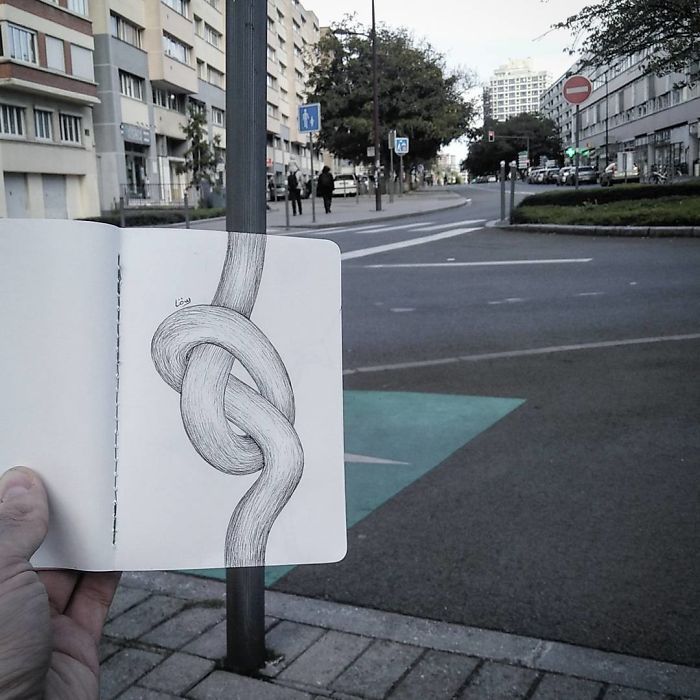 Artista completa coisas que encontra na rua com seus desenhos (31 fotos) 29