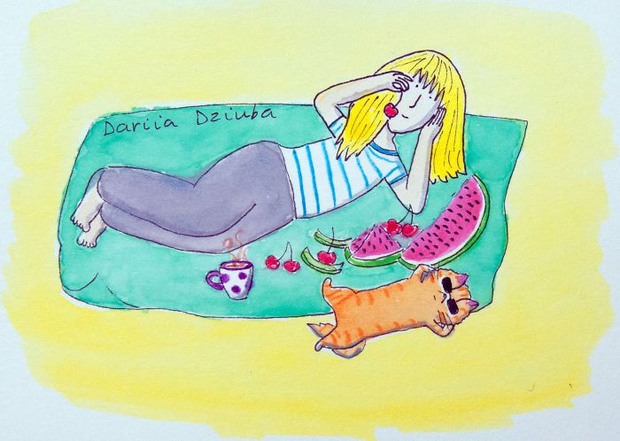 40 ilustrações divertidas que mostram as vantagens de viver com um gato 15