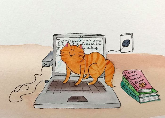 40 ilustrações divertidas que mostram as vantagens de viver com um gato 18