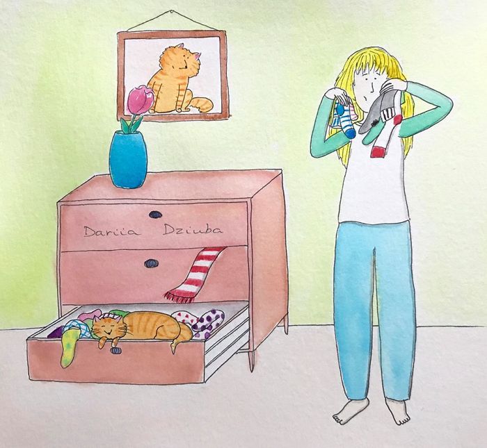 40 ilustrações divertidas que mostram as vantagens de viver com um gato 40
