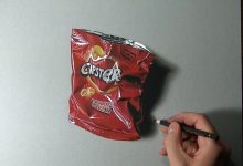 Desenhar 3D de saco de chips de batata vazio 7