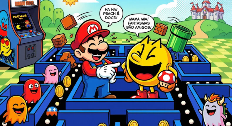 Quando dois mundos colidem: O épico encontro de Pacman vs Mario Bros que vai explodir sua mente nostálgica