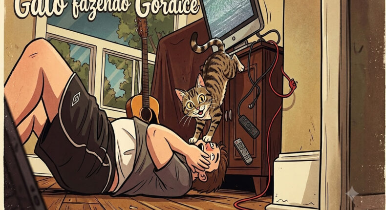 Ele só queria treinar em casa, mas esse gato fazendo o imprevisível destruiu tudo em segundos
