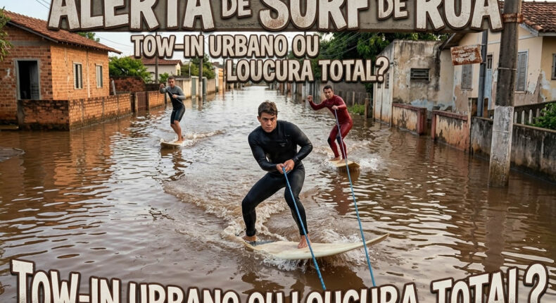 Eles ligaram o motor e transformaram uma rua alagada em pista de Surf de Rua: o resultado quase terminou em desastre