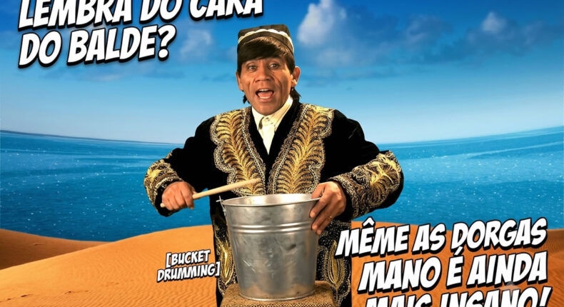 Lembra do cara do balde? O clipe do meme as dorgas mano era pura loucura