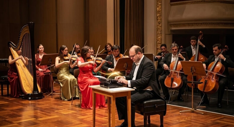 Datilografando em plena orquestra: a performance inacreditável que transformou um objeto de escritório em gênio da música