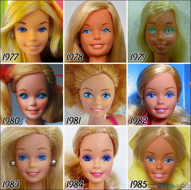 Evolução da boneca Barbie nos ultimos 56 anos 1