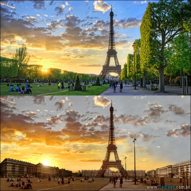 Sunset flares at Champ de Mars in Paris