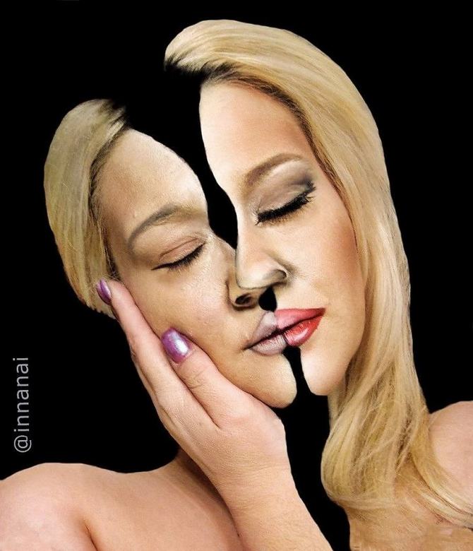 Artista gasta 12 horas para criar essas ilusões torcidas em seu rosto (19 fotos) 12