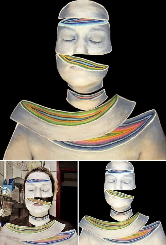 Artista gasta 12 horas para criar essas ilusões torcidas em seu rosto (19 fotos) 18