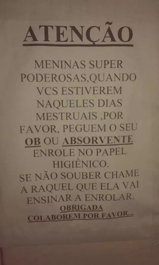 18 avisos engraçados que você só encontra nos banheiros brasileiros 15